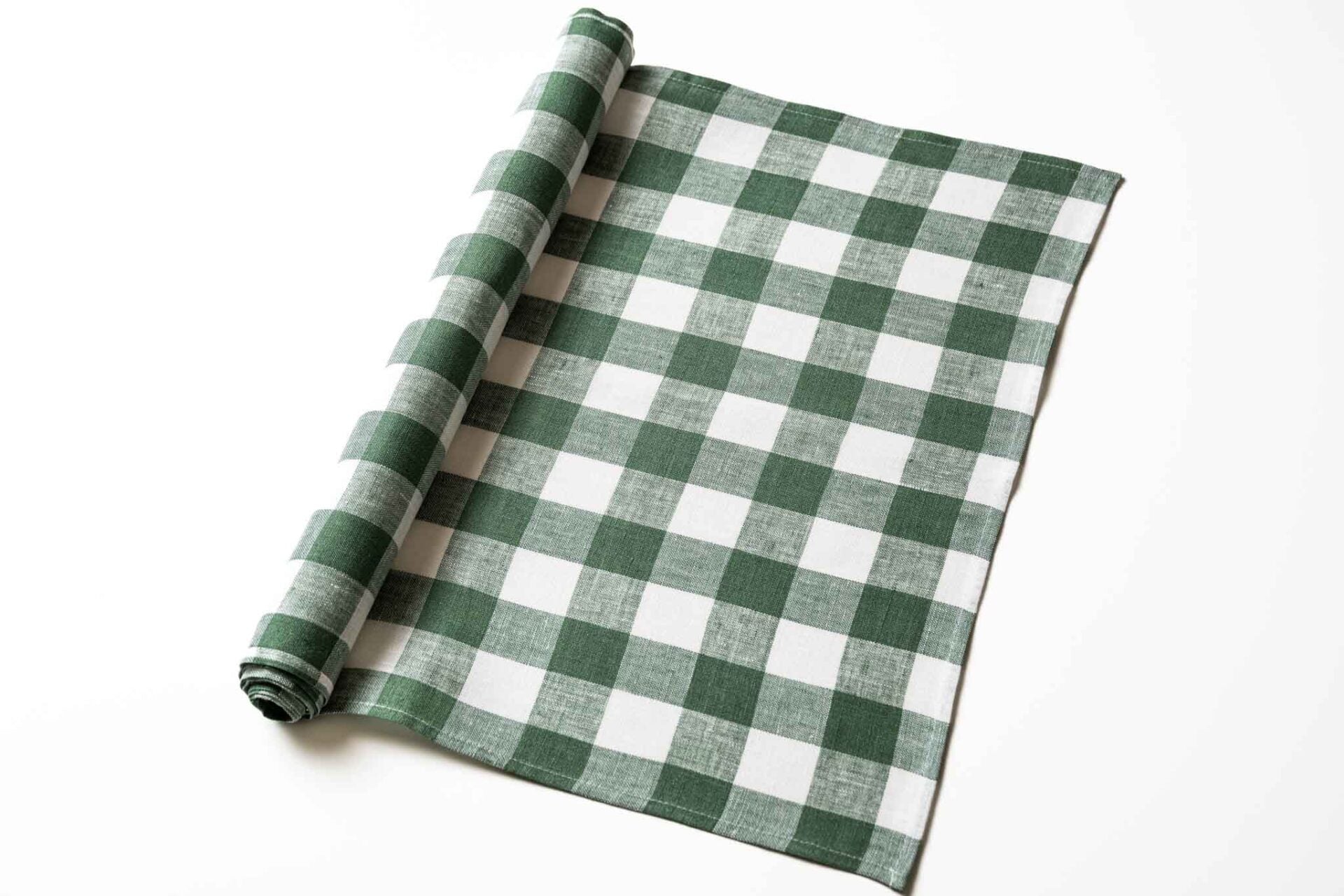 Löpare Gingham, Grågrön/Vit