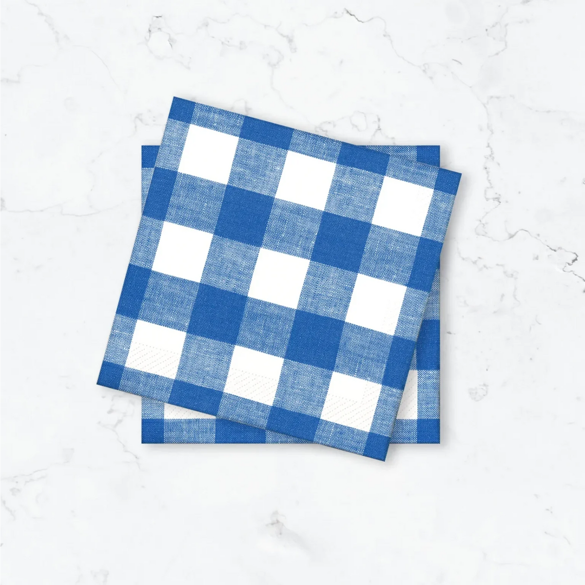 Pappersservett Gingham, Blå/Vit