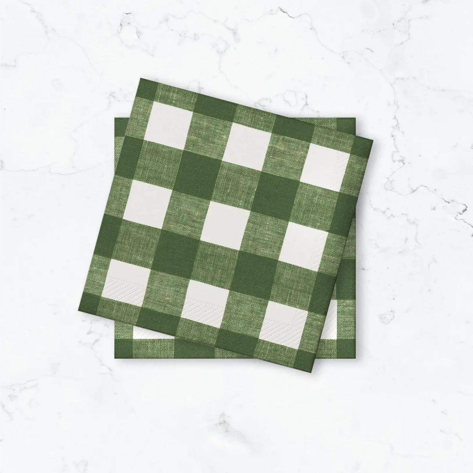 Pappersservett Gingham, Grön/Vit