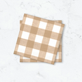 Pappersservett Gingham, Beige/Vit