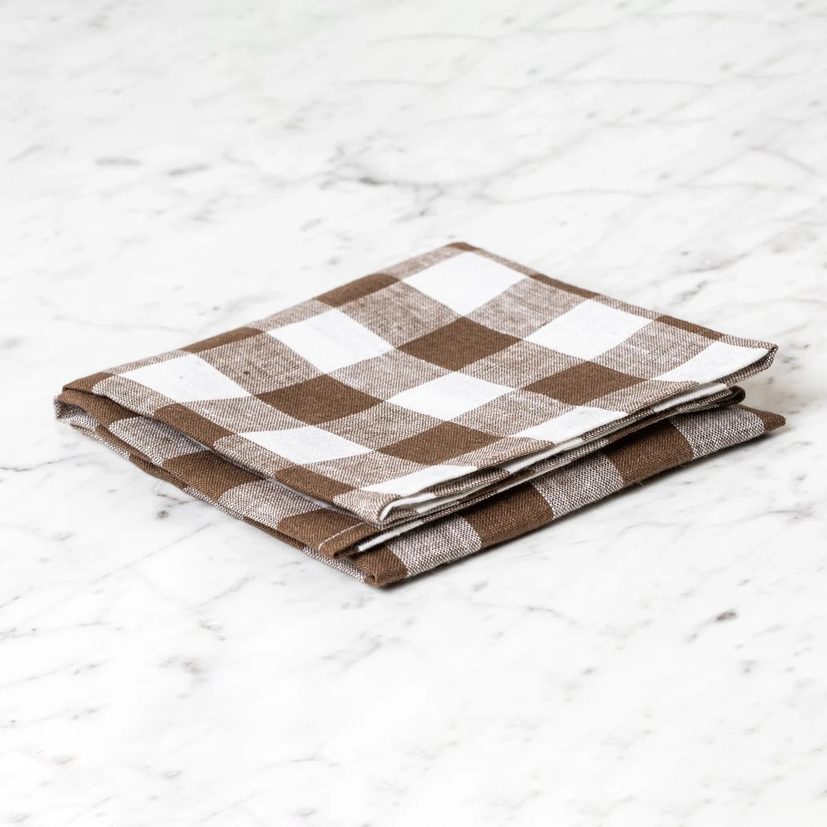 Kökshandduk Gingham, Brun/Vit