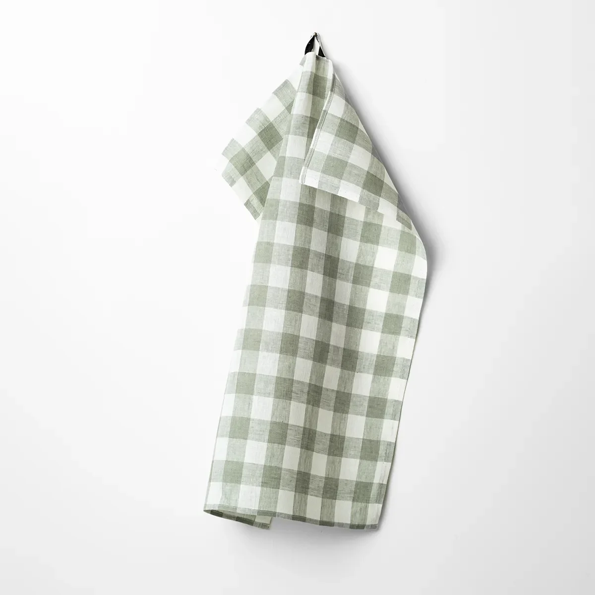 Kökshandduk Gingham, Grågrön/Vit