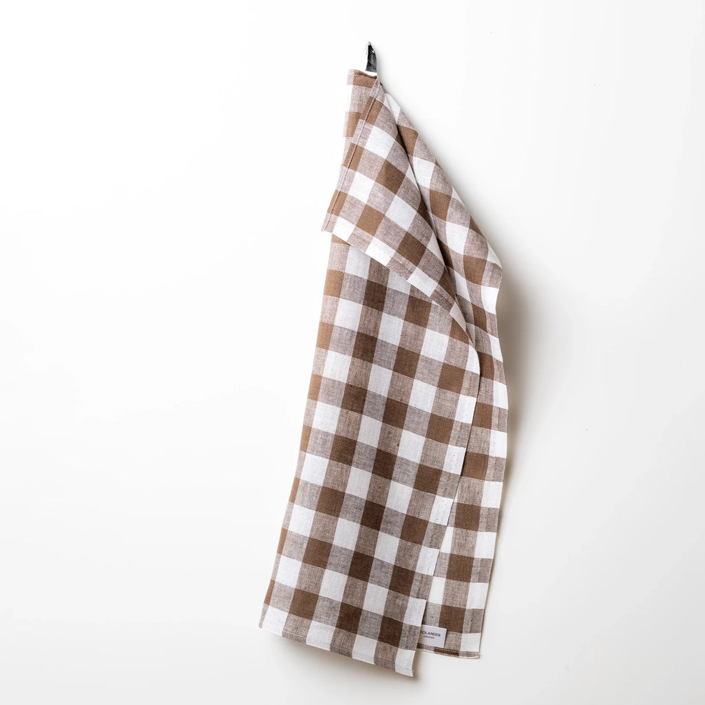 Kökshandduk Gingham, Brun/Vit