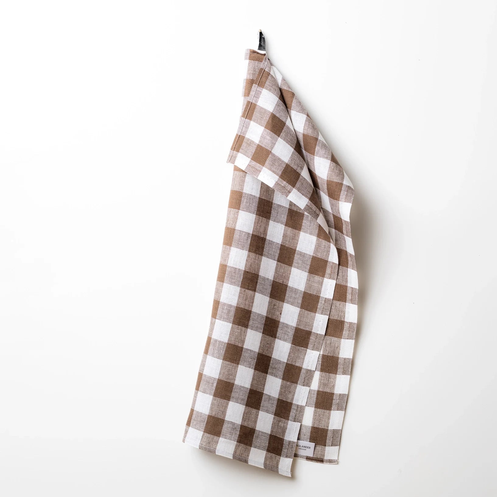 Kökshandduk Gingham, Brun/Vit